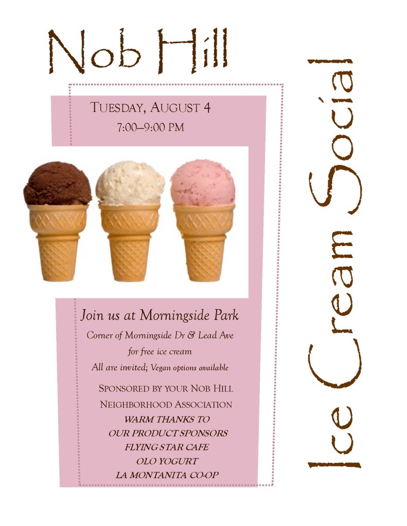 flyer for ice cream social 2015